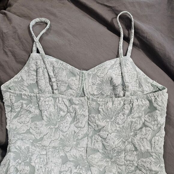Shein - Dress Embossed Mini Floral Print Bodycon - Size L - Mint - Picture 4 of 7